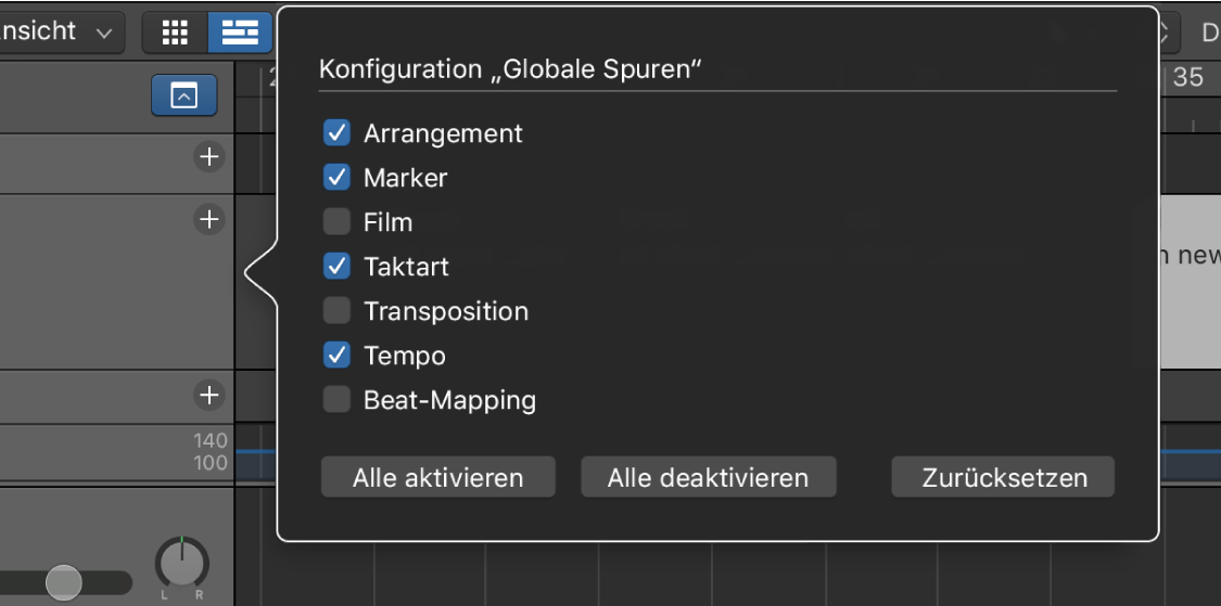Abbildung. Dialogfenster „Konfiguration Globale Spuren“