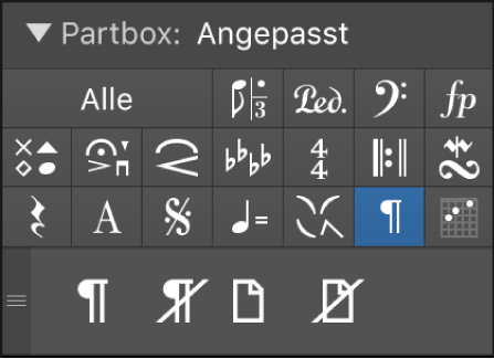 Abbildung. Seiten- und Zeilenumbruchsymbole in der Partbox