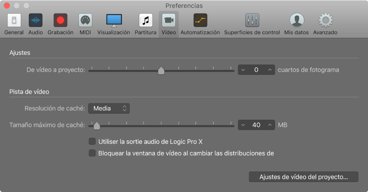 Ilustración. Preferencias de Vídeo.