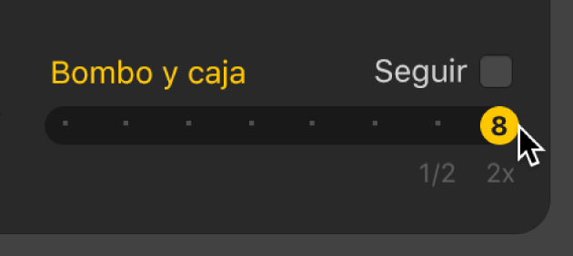 Ilustración. Se está seleccionando una variación de doble de tiempo para el bombo y la caja.