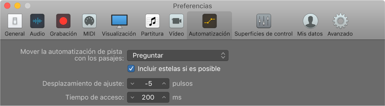 Ilustración. Preferencias de Automatización.
