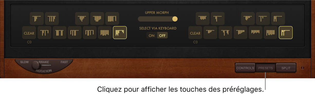 Figure. Touches de présélection du Vintage B3