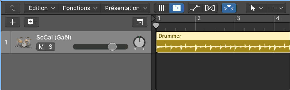 Figure. Piste Drummer contenant une région de 8 mesures.