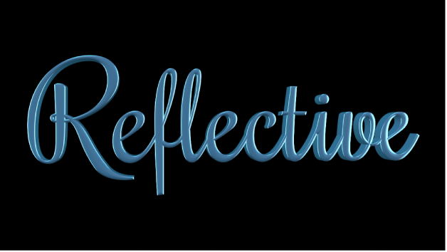 Calque de peinture réfléchissante appliqué à du texte 3D dans le canevas