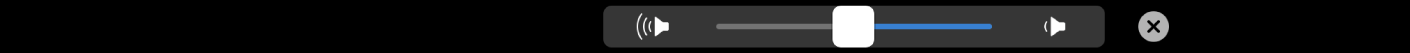 الـ Touch Bar الخاص بتطبيق iMovie ويعرض شريط تمرير مستوى الصوت.
