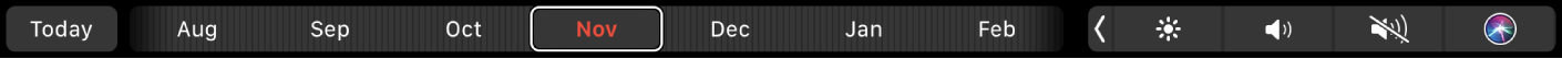 The Calendar Touch Bar with the Today button and a slider for selecting a month.