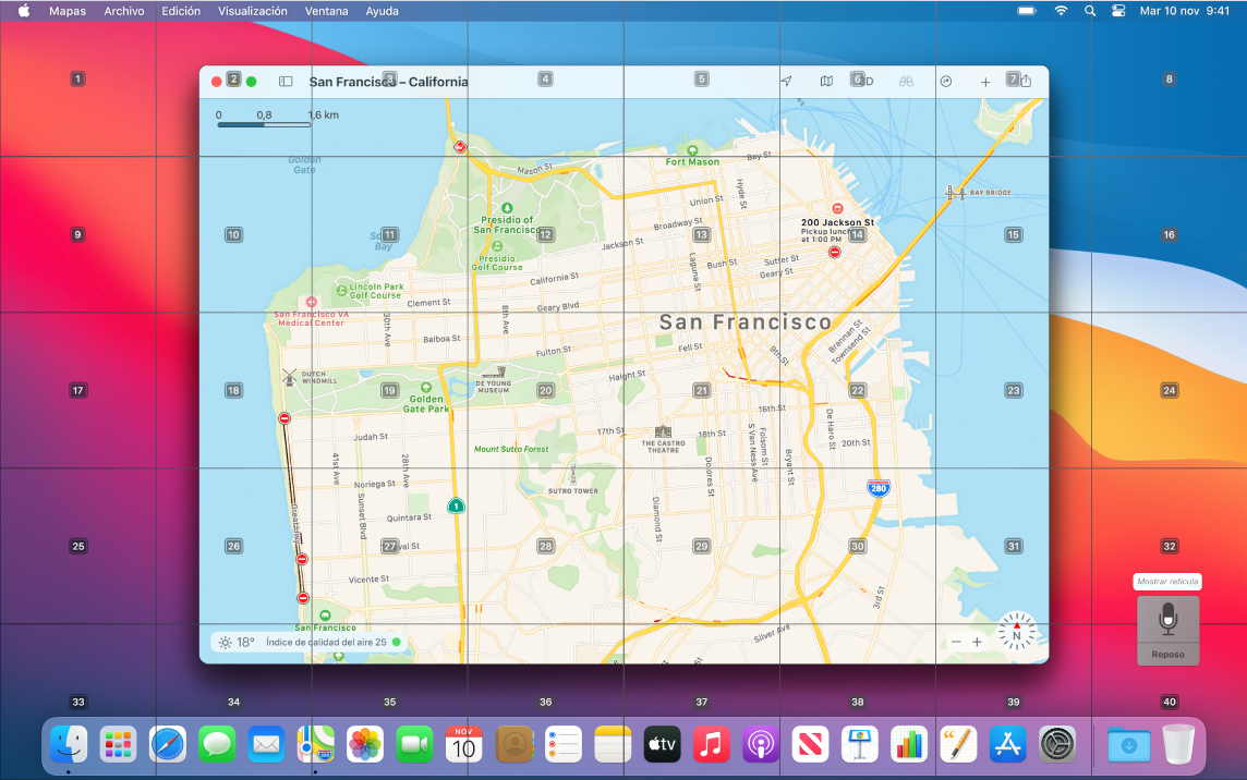 Mapas abiertos en el Escritorio con la cuadrícula superpuesta.