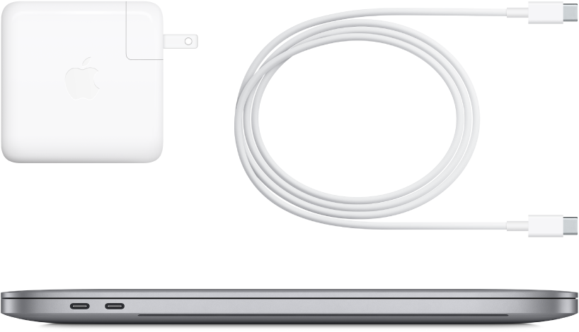 Vue de profil du MacBook Pro 16 pouces avec des accessoires.