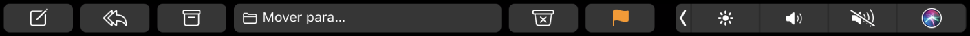 A Touch Bar do Mail a mostrar os botões para compor, responder, arquivar, mover para, marcar como indesejado e assinalar.