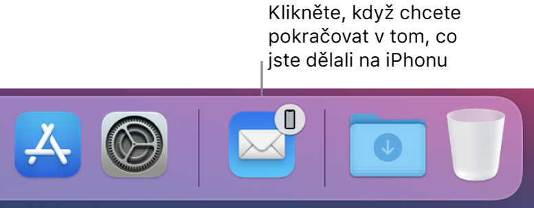 Ikona Handoff zobrazená v Docku