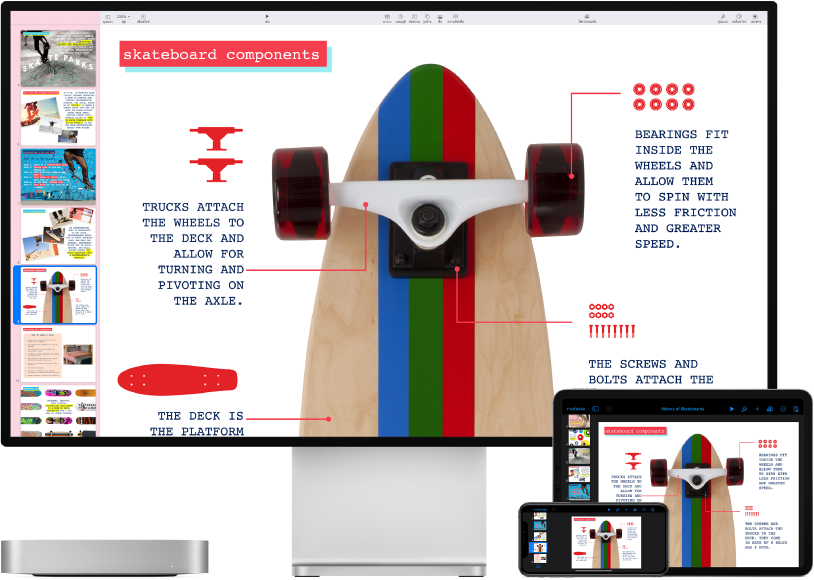 Mac mini ถัดจากอุปกรณ์ต่างๆ ที่เข้าถึงเนื้อหา iCloud เดียวกัน