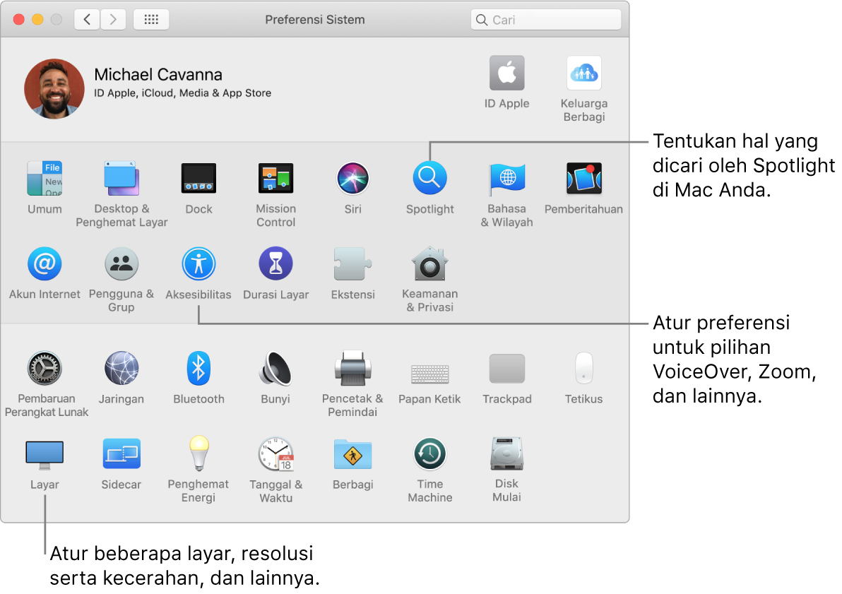 Jendela Preferensi Sistem.