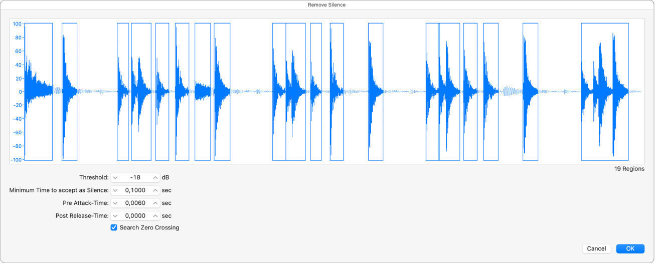 Ilustración. Ventana “Eliminar silencio”.