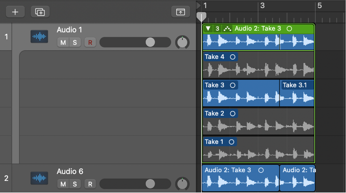 Ilustración. Se muestra la toma exportada en una nueva pista.