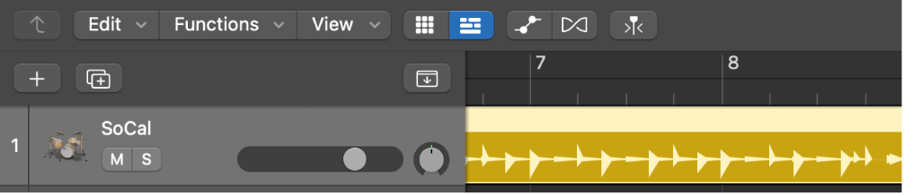 Ilustración. Haz clic en el botón Añadir (+) para crear un nuevo pasaje Drummer.