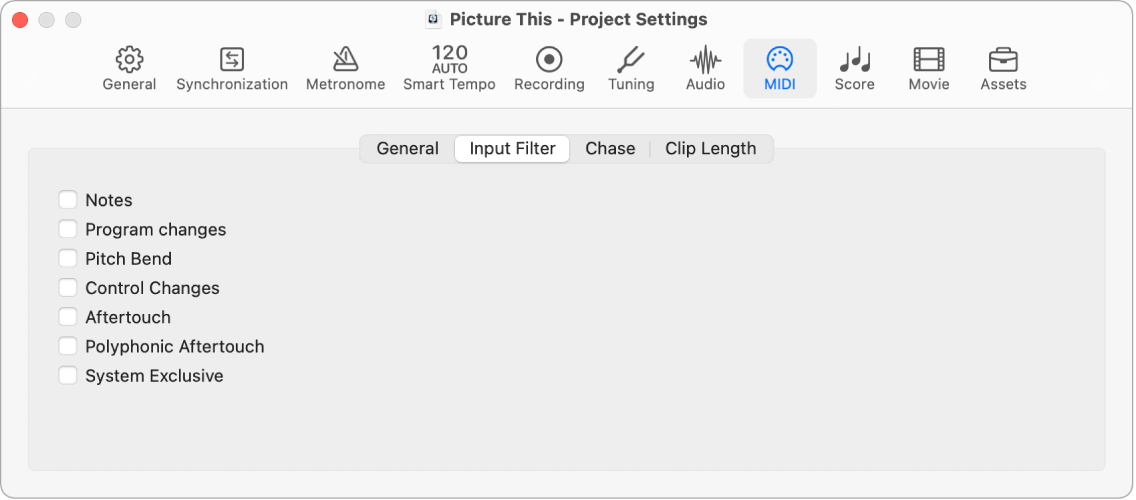 Ilustración. Ajustes de “Filtro de entrada”.