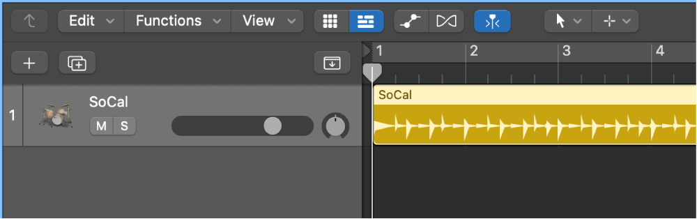 Ilustración. Pista de Drummer con un pasaje de 8 compases.