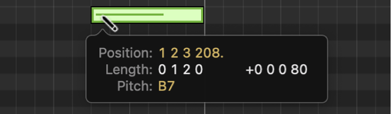 Figure. Glissement de l’outil Crayon pour créer une note d’une durée spécifique.