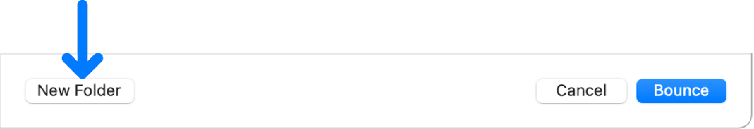 Figure. Boutons Nouveau dossier et Bounce dans la fenêtre Bounce.