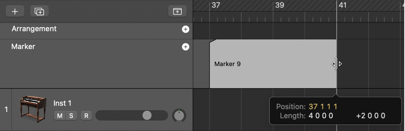 Figure. Piste des marqueurs avec marqueur en cours de redimensionnement.