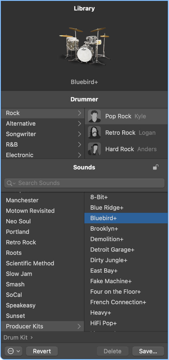 Figure. Bibliothèque affichant les ensembles Producer.