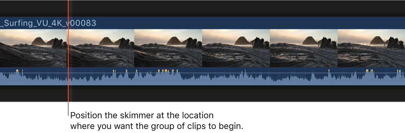Le survol positionné sur un plan dans la timeline