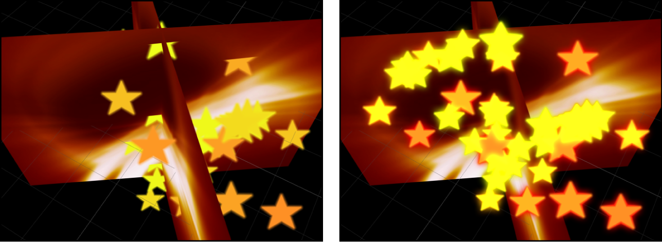 Canevas montrant l’influence du tramage sur les particules 3D