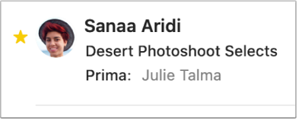 Područje zaglavlja poruke koje prikazuje VIP zvjezdicu s lijeve strane imena pošiljatelja.