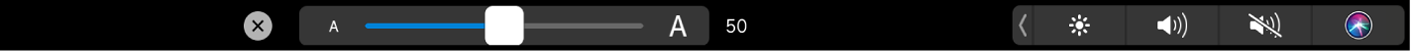 La Touch Bar con el regulador de tamaño del texto