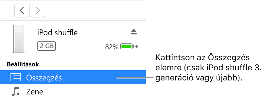 Az Eszköz gomb és a bal oldali oldalsávon lévő kijelölt Összegzés.