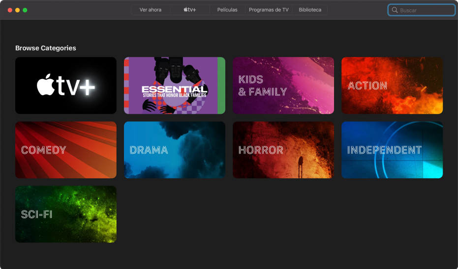 Pantalla con el panel Buscar