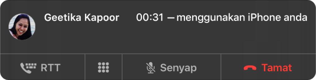 Pemberitahuan untuk panggilan RTT masuk.
