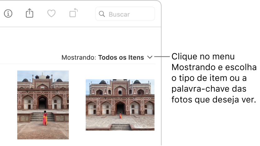 O menu local Mostrando definido para mostrar todos os itens.