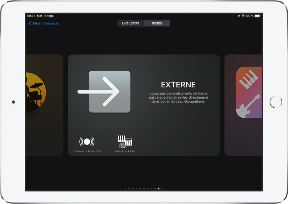 Illustration. Navigateur de sons affichant des extensions Audio Units.