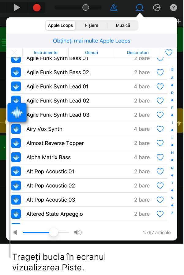 Tragerea unei bucle în vizualizarea Piste