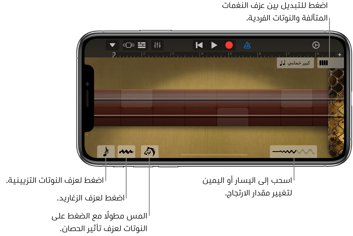 الـ Erhu، في عرض النوتات.
