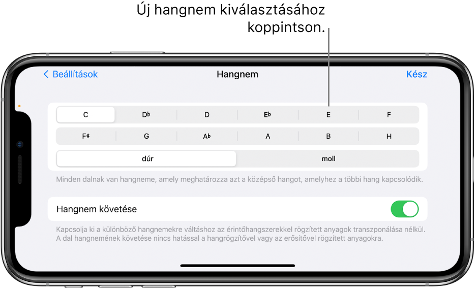 Hangnemvezérlők a Dalbeállításokban