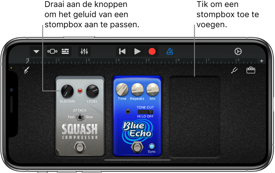 Bewerkingsgebied voor Gitaarversterker-stompbox