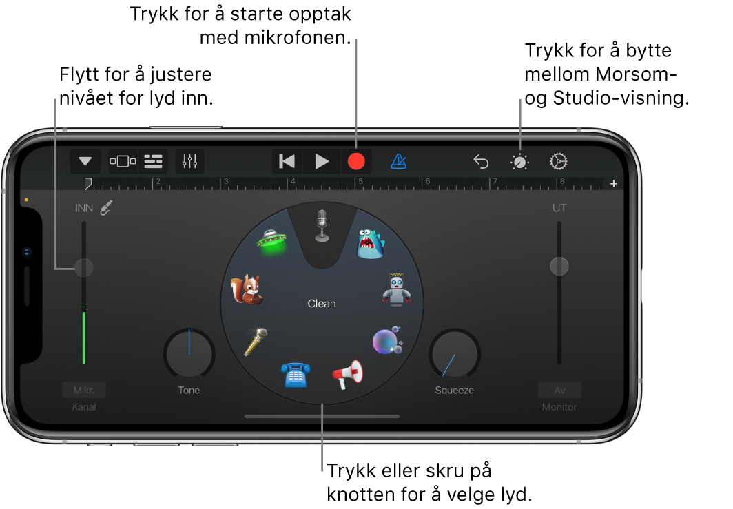 Touch-instrumentet Lydopptaker