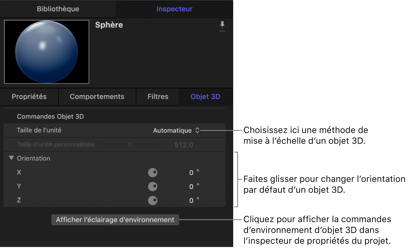 Inspecteur d’objet 3D