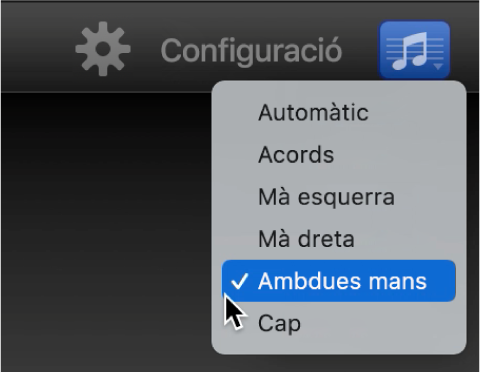 Menú desplegable Notació.