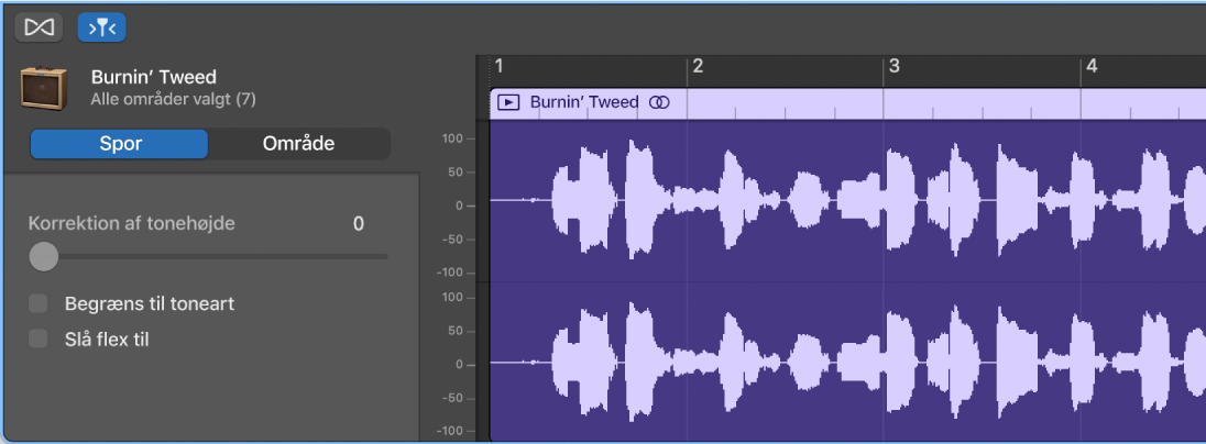 Info om lydværktøj med betjeningsmuligheder til spor.