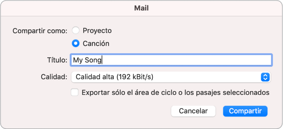 Cuadro de diálogo de MailDrop.