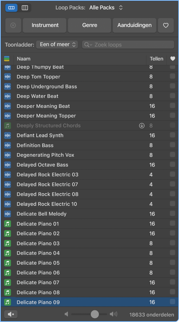 Weergave van de loopbrowser.