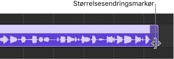 Størrelsesendringsmarkøren ved høyre kant av et område.
