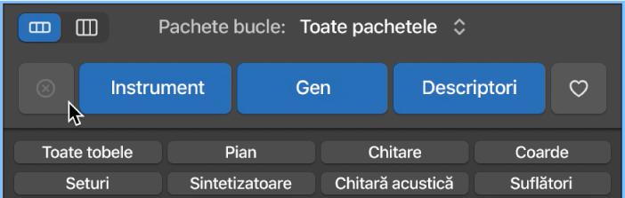Butonul Resetează din browserul de bucle.