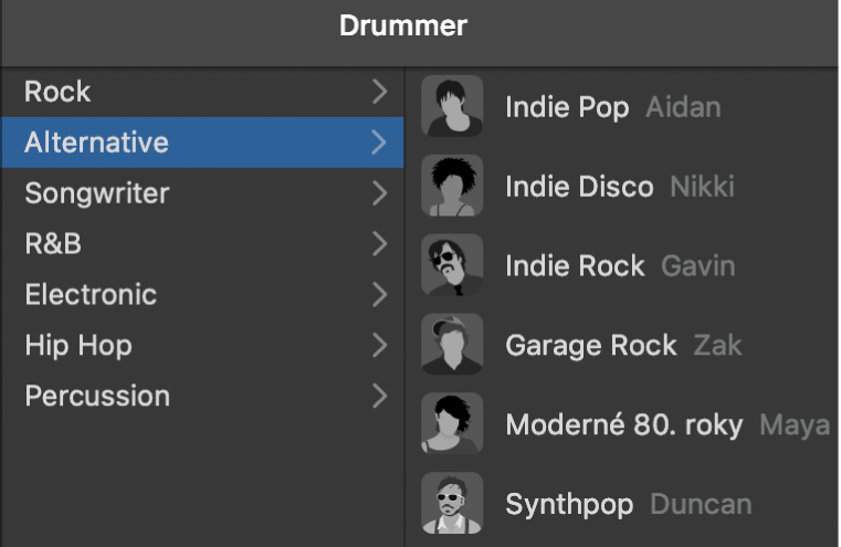 Výber žánru v Editore Drummera.