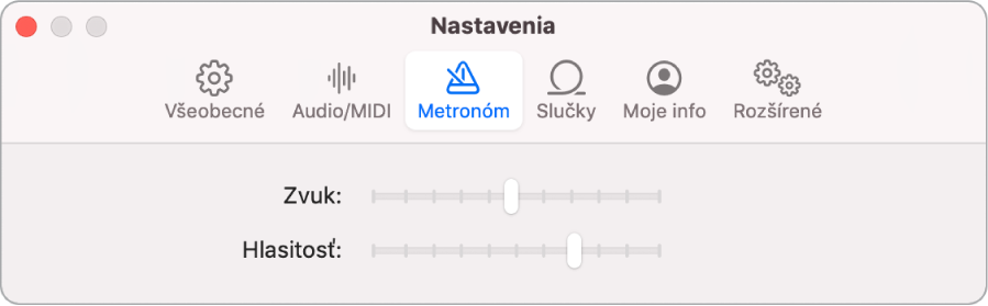 Nastavenia metronómu.