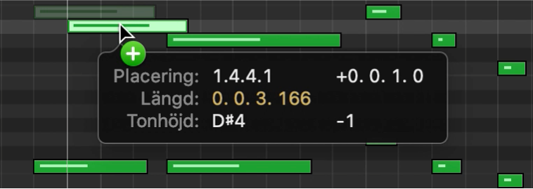 Kopiera en ton i pianorulleredigeraren genom att alternativ-dra.