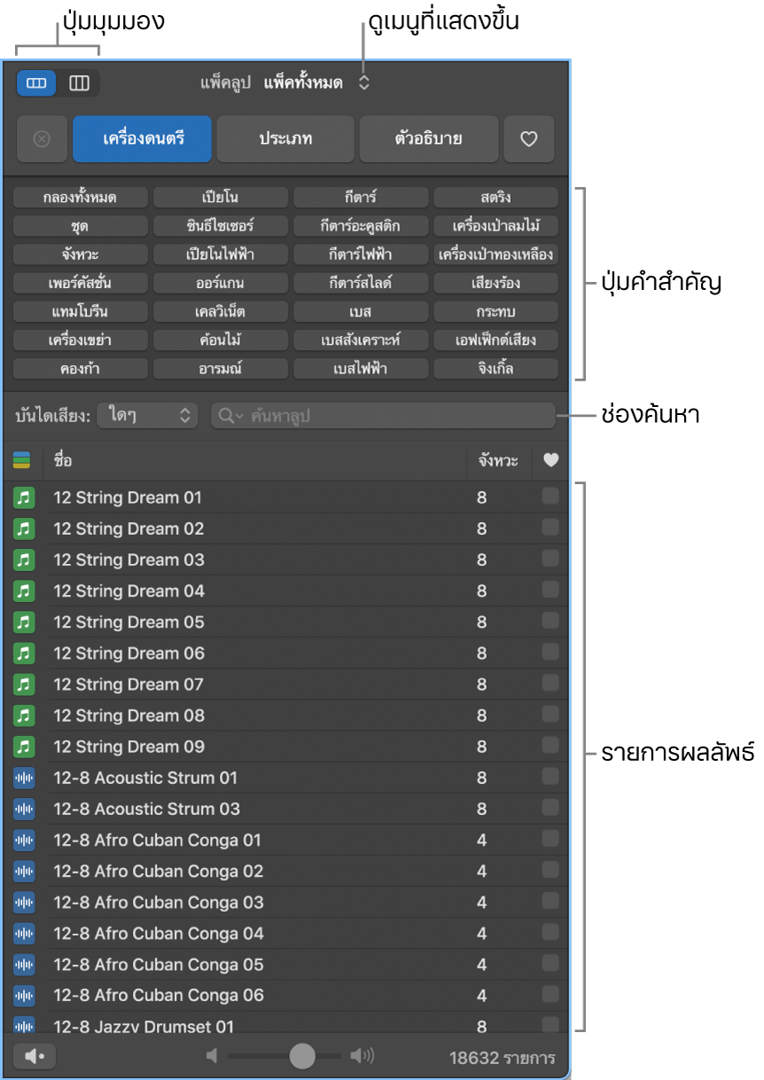 หน้าต่างเลือกลูป